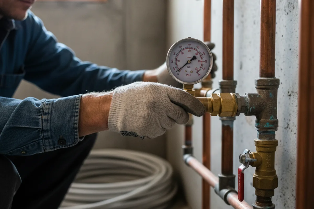 Pressure testing a repaired line during Water Line Repair in East Walpole